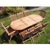 80cm x 1.5m-2.1m Teak Oval Extending Table with 6 Classic Folding Chairs & 2 Harrogate Recliners - 1